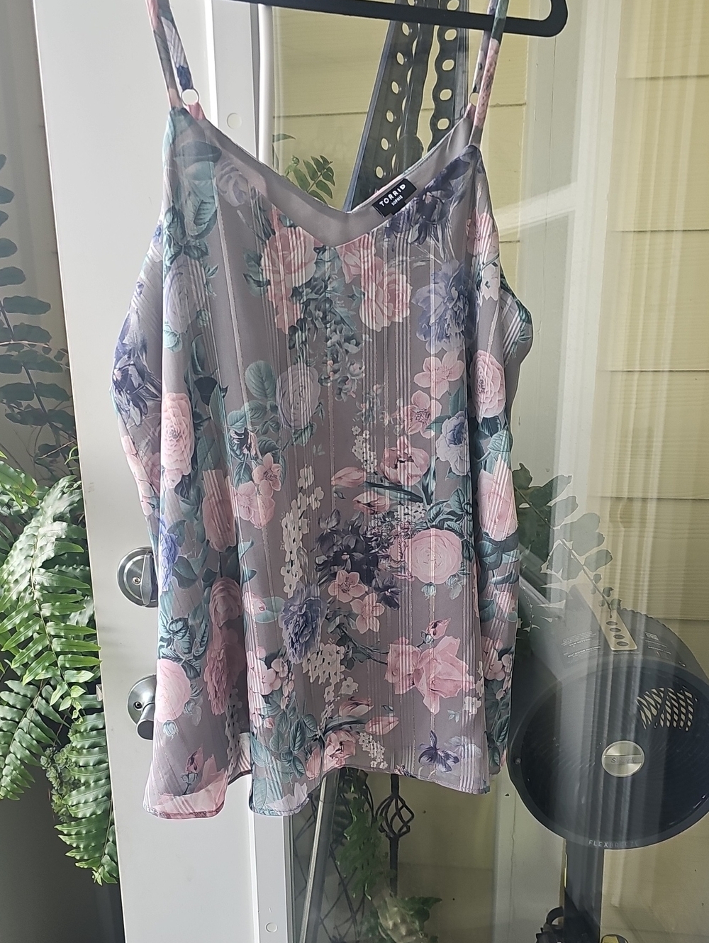 Torrid Gray Floral with Pink Accents - Sophie Swing Cami